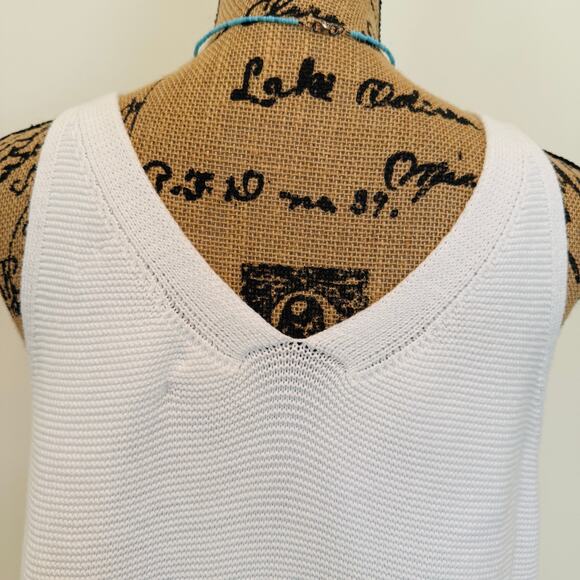 Loft Womens White Cotton Knit Sweater Tank V Neck Button Front Top Sz XXL - Picture 7 of 9